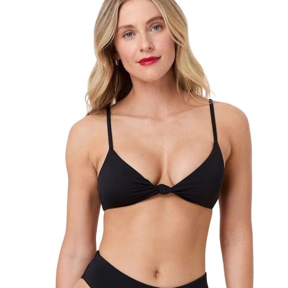 Andie Swim Santorini Bikini Top Black S Knot-Front Adjustable Straps - Picture 1 of 7